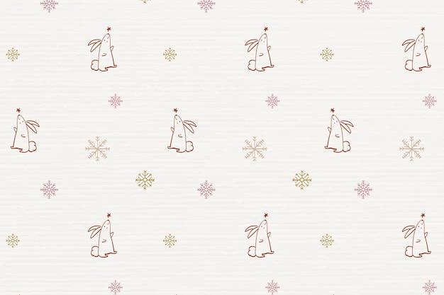 Free Vector festive bunny pattern background, christmas cute doodle vector