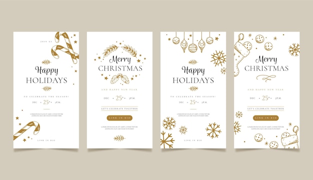 Free Vector festive christmas social media stories set