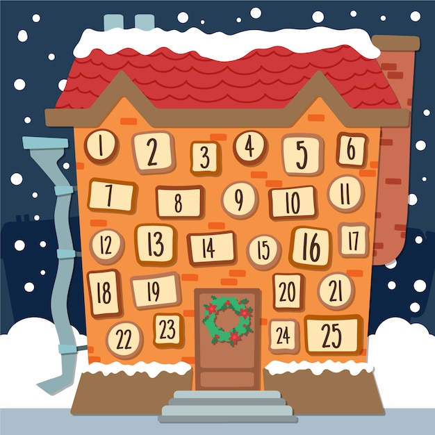 Free Vector festive hand drawn advent calendar