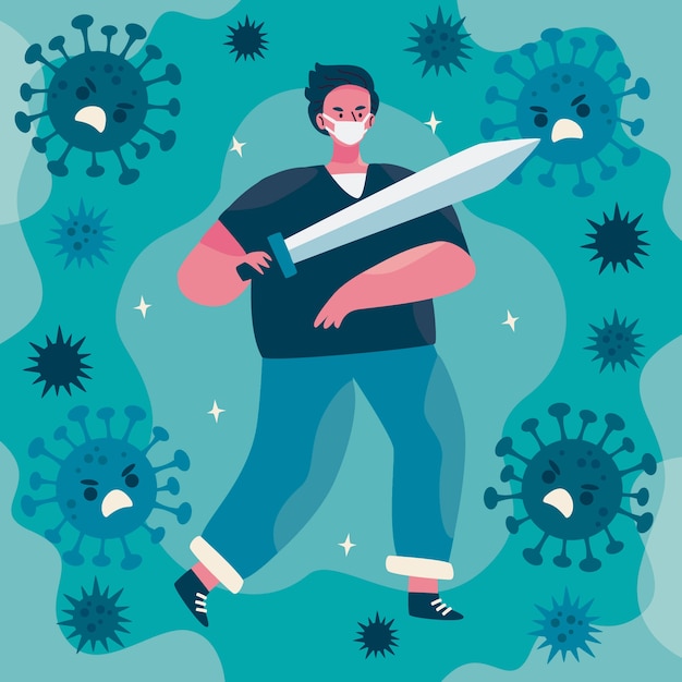 Free Vector fight the virus concept