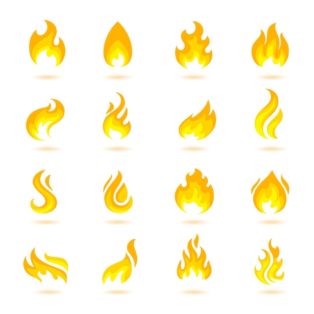 Free Vector fire flame burn flare torch hell fiery icons set isolated vector illustration