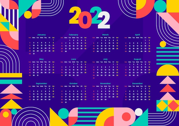 Free Vector flat 2022 calendar template