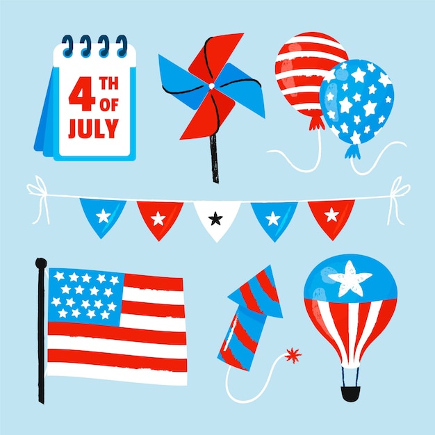 Free Vector flat 4th of july elements collection