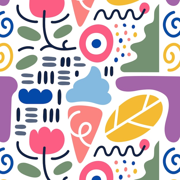 Free Vector flat abstract doodle pattern design