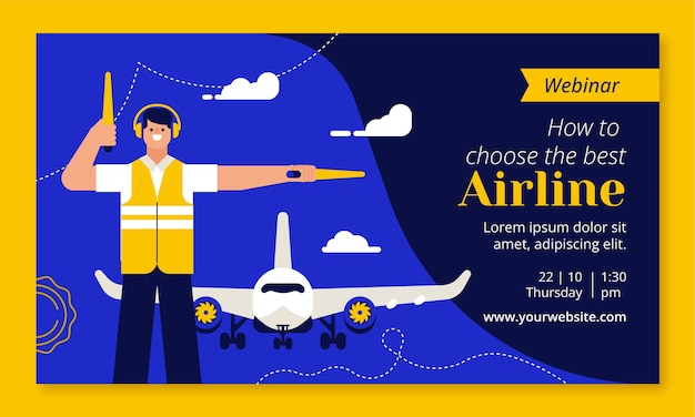 Free Vector flat airline service company webinar template