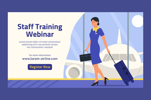 Free Vector flat airline webinar template