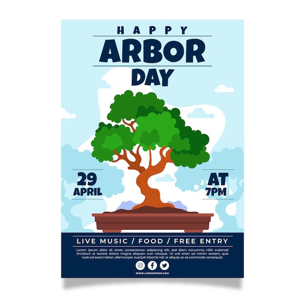 Free Vector flat arbor day vertical poster template