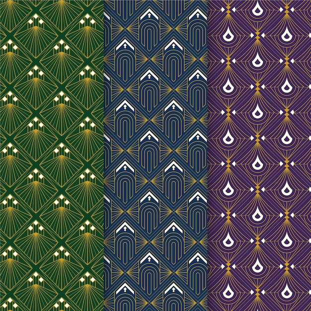 Free Vector flat art deco pattern collection