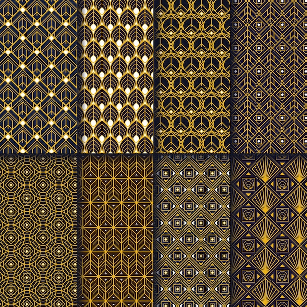 Free Vector flat art deco pattern collection