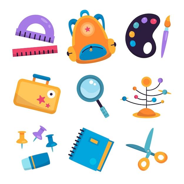 Free Vector flat back to school elements collection