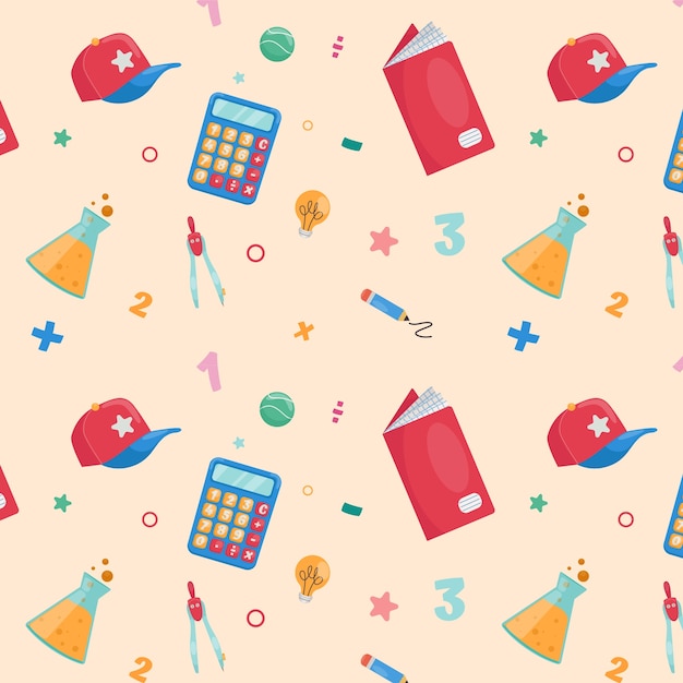 Free Vector flat back to school pattern design with calculators and books