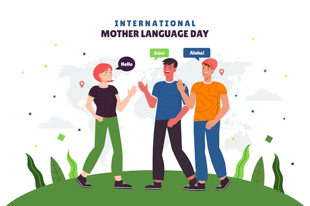 Free Vector flat background for international mother language day