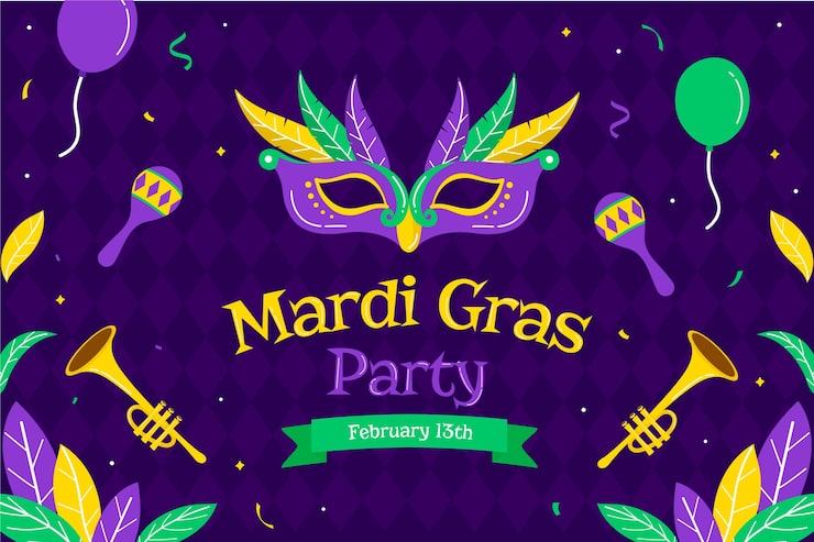 Free Vector flat background for mardi gras festival