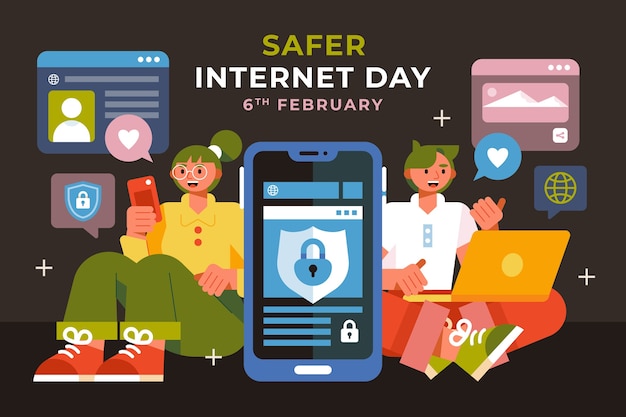 Free Vector flat background for safer internet day