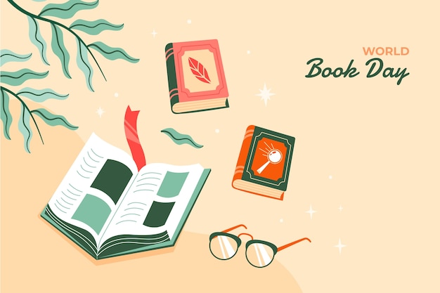 Free Vector flat background template for world book day celebration