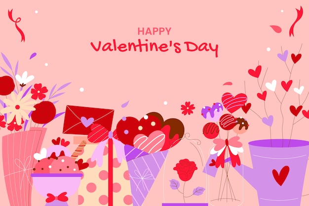 Free Vector flat background for valentines day celebration