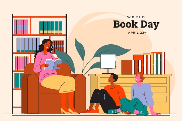 Free Vector flat background for world book day celebration