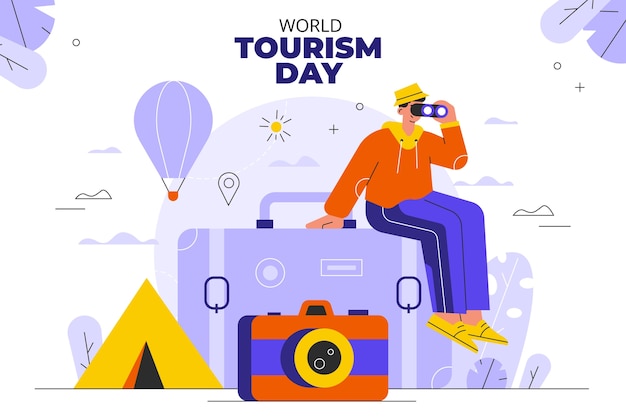 Free Vector flat background for world tourism day celebration
