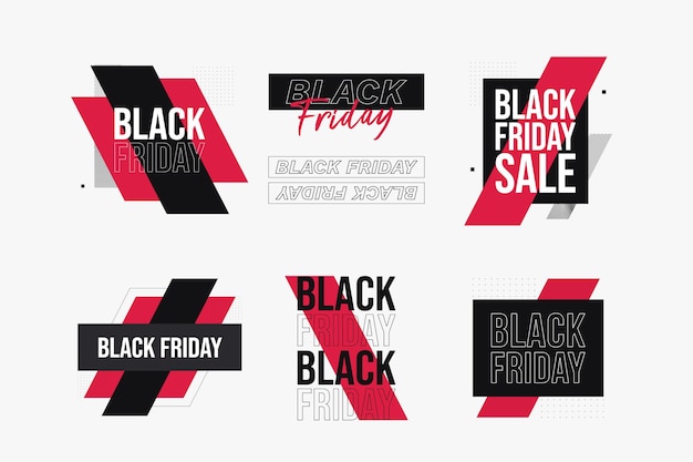 Free Vector flat black friday labels collection