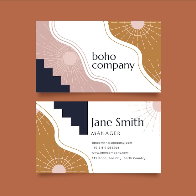 Free Vector flat boho horizontal business card template