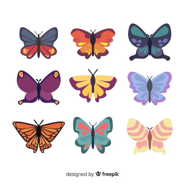Free Vector flat butterfly collection