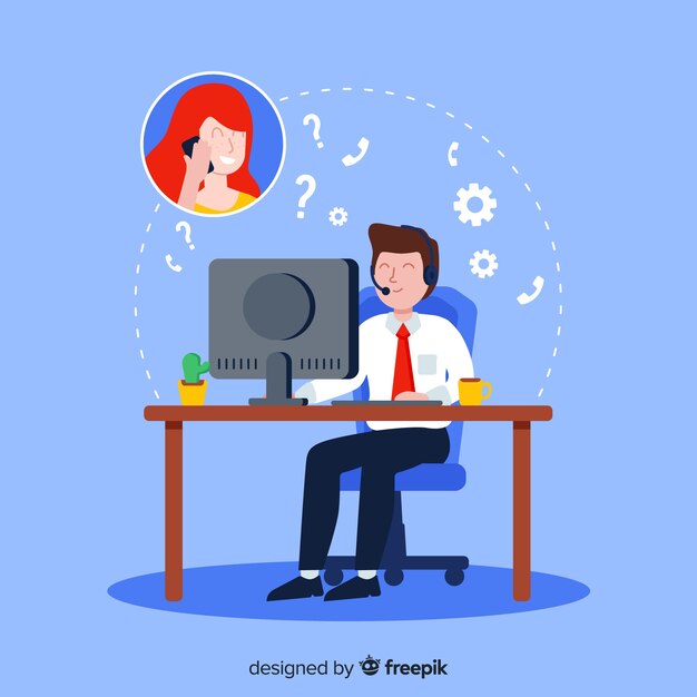 Free Vector flat call center concept background