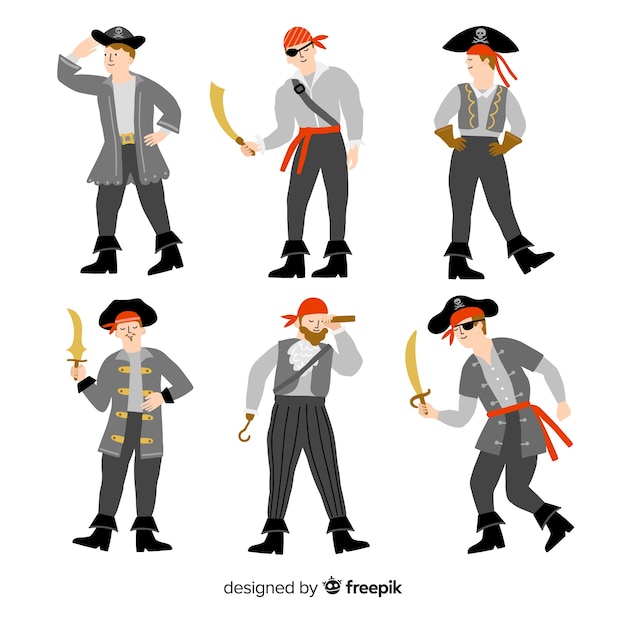 Free Vector flat carnival costume pirate collection