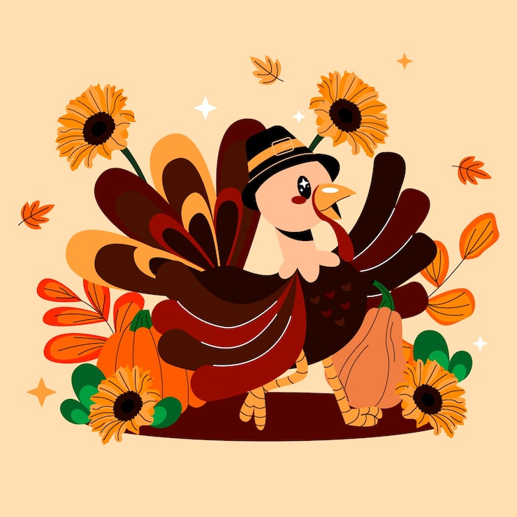 Free Vector flat cartoon character illustration for thanksgiving day celebration