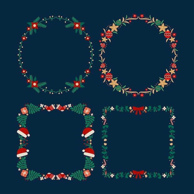 Free Vector flat christmas frame template