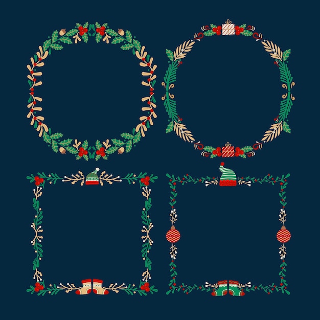 Free Vector flat christmas frame template