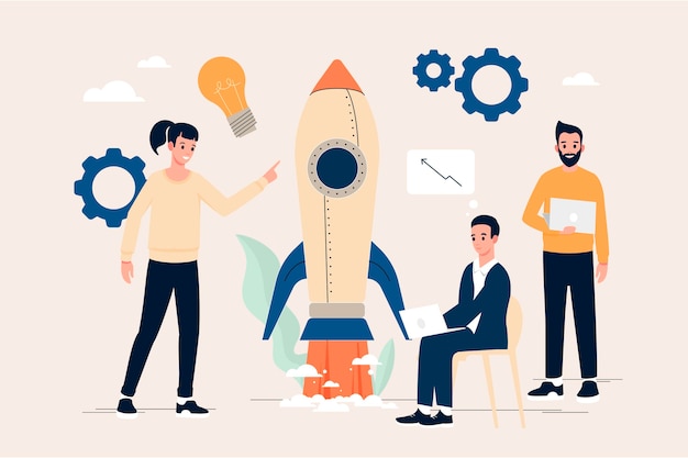 Free Vector flat colleagues starting a business project