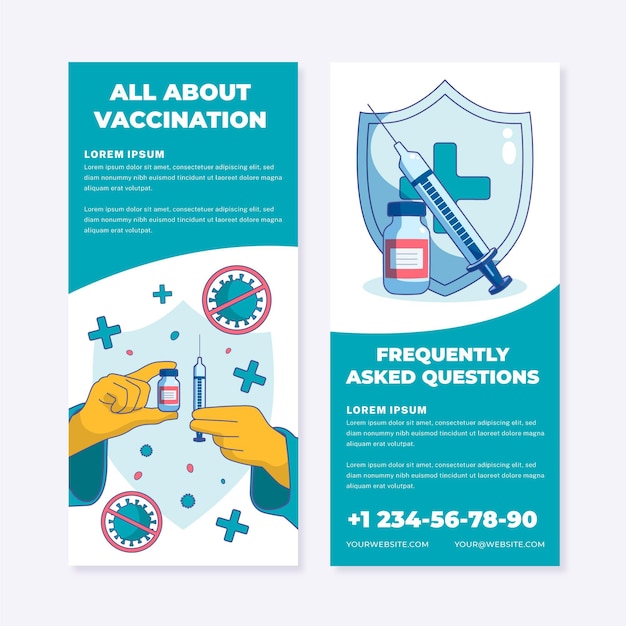 Free Vector flat coronavirus vaccination informative brochure