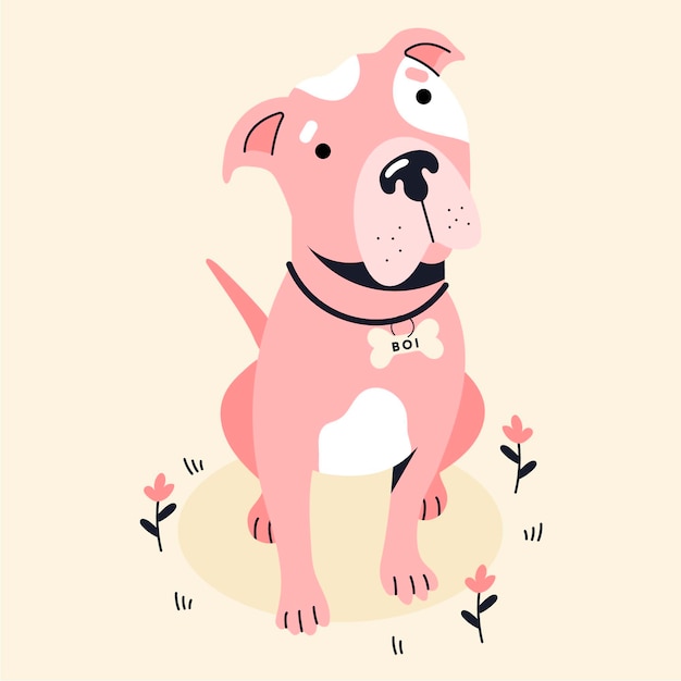 Free Vector flat creative pitbull illustration