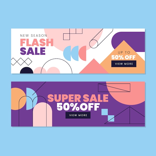 Free Vector flat design abstract shapes banner template