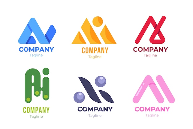 Free Vector flat design ai logo template pack