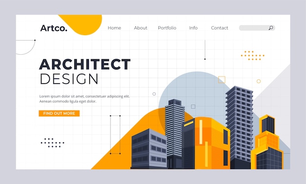 Free Vector flat design architecture project landing page template
