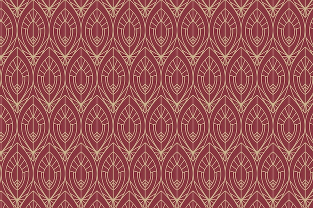 Free Vector flat design art deco red and golden pattern
