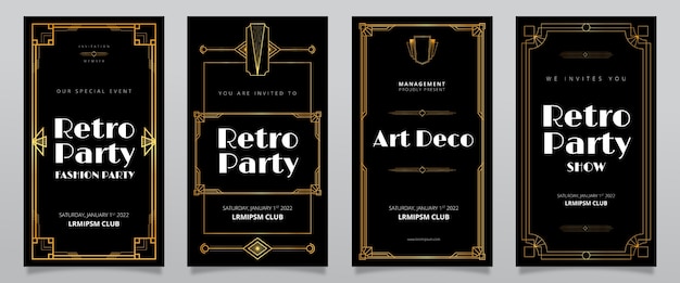 Free Vector flat design art deco story collection