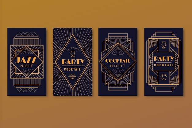 Free Vector flat design art deco story collection