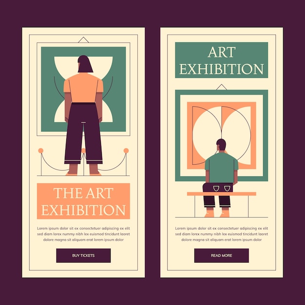 Free Vector flat design art exhibition vertical banner