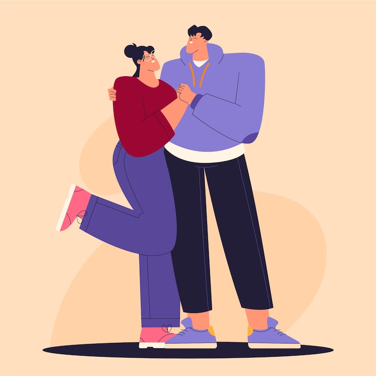 Free Vector flat design asian couple illustration