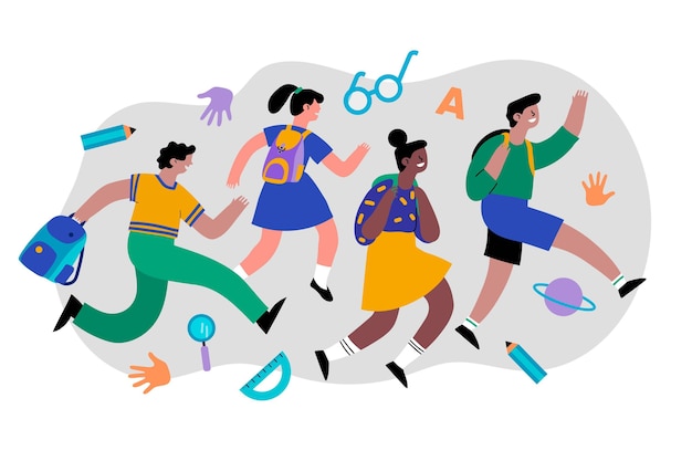 Free Vector flat design children back to school concept
