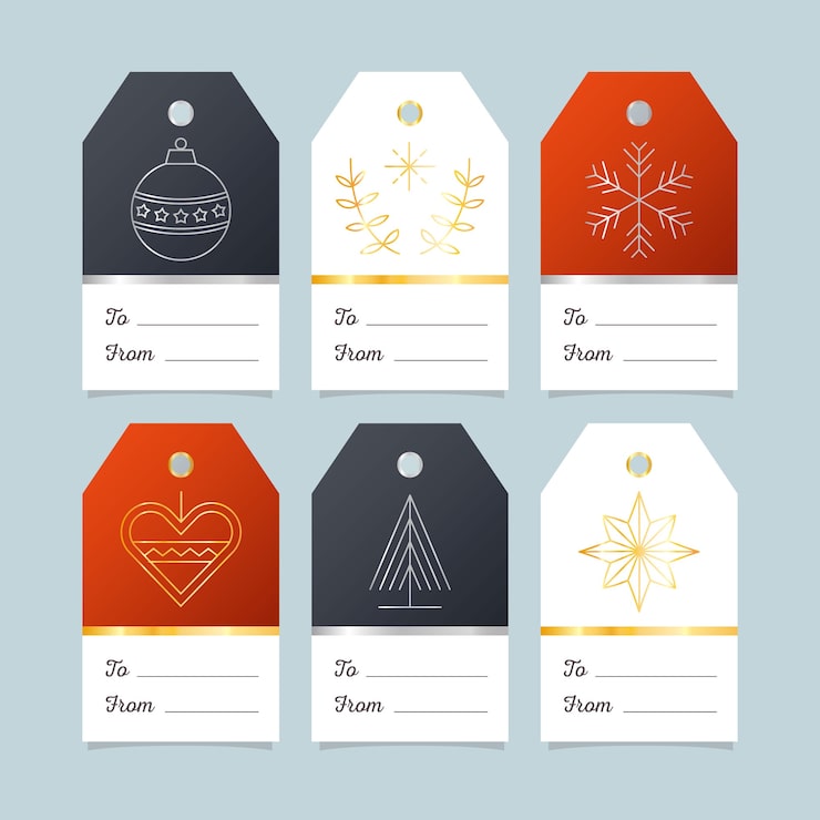 Free Vector flat design christmas badge collection