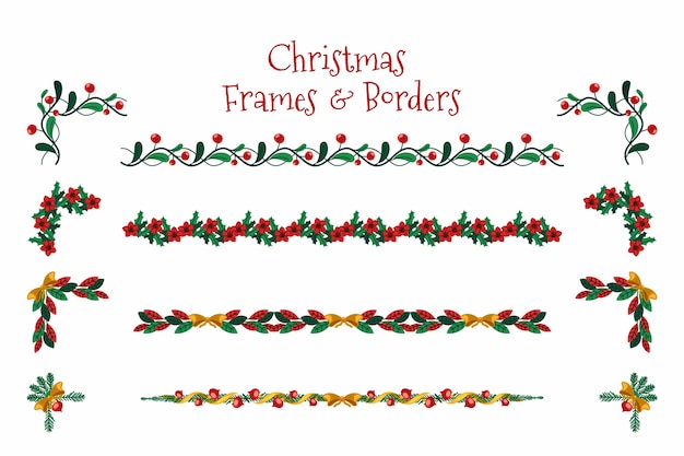 Free Vector flat design christmas frames and borders
