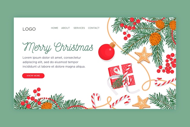 Free Vector flat design christmas landing page template