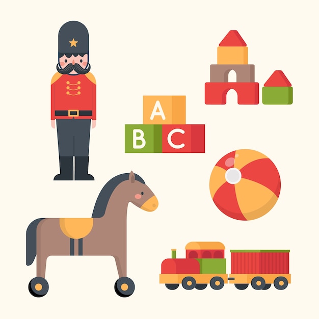 Free Vector flat design christmas toy collection