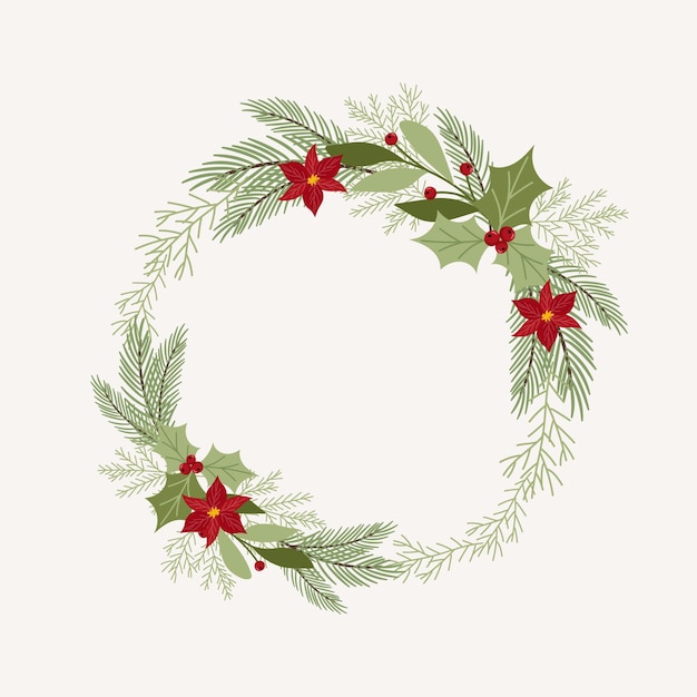 Free Vector flat design christmas wreath