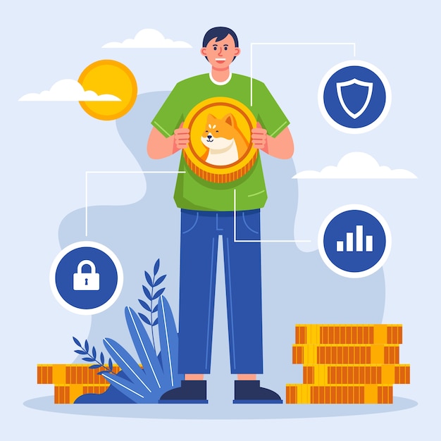 Free Vector flat design creative dogecoin illustration