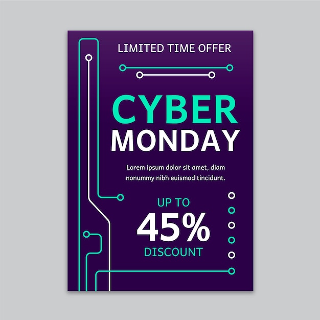 Free Vector flat design cyber monday flyer template