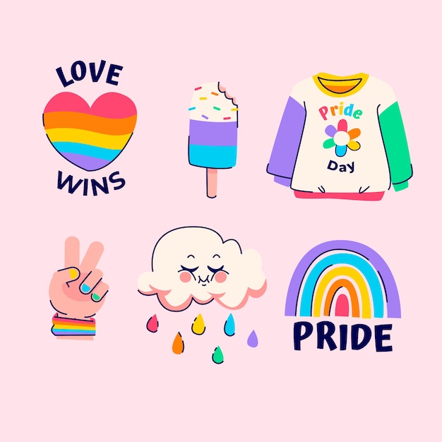 Free Vector flat design elements collection for pride month celebration